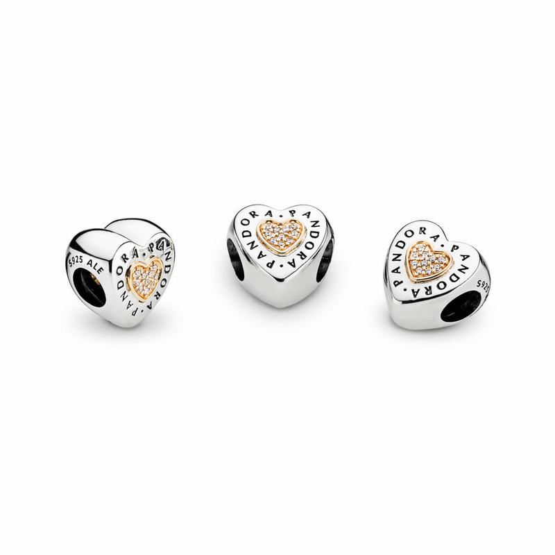 Pandora Australia Signature Heart Charm - Two Tone | IMXHAK362